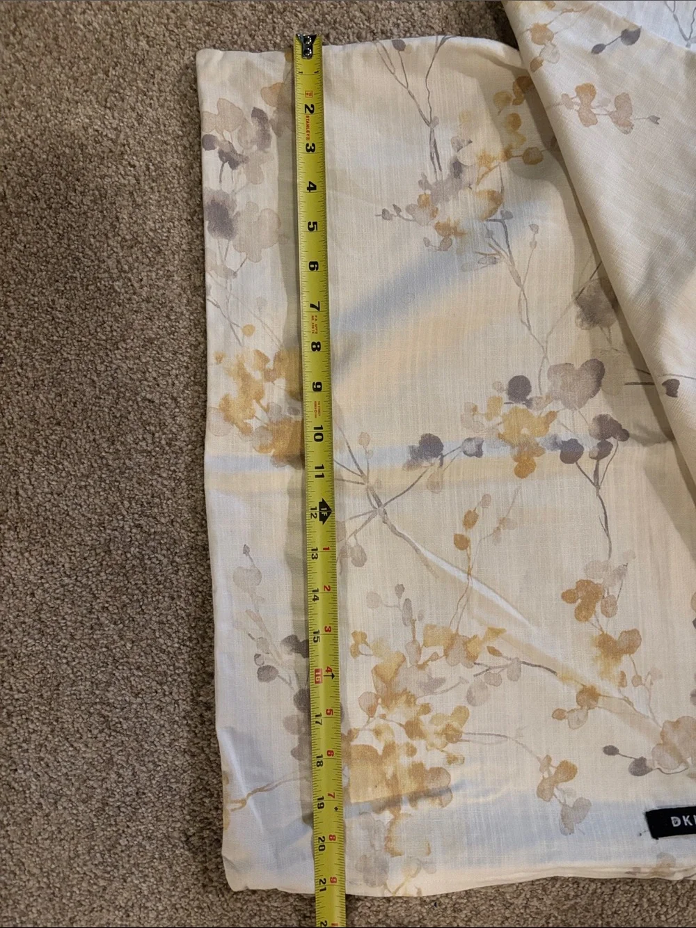 DKNY - Set of 2) Pillow Sham Covers Cream with Gold and Gray Floral Print